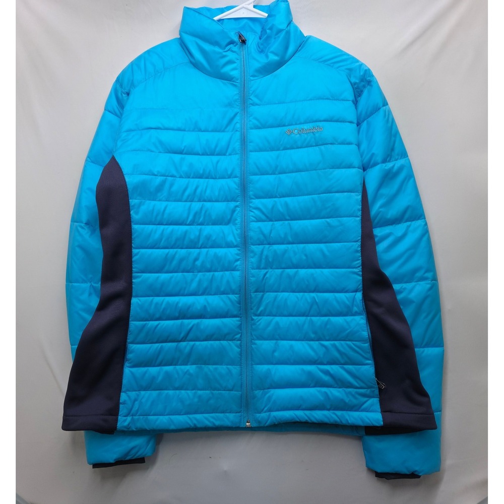 NWT Columbia Power Pillow Hybrid Jacket Blue/Navy Women's XL Puffer Full Zip